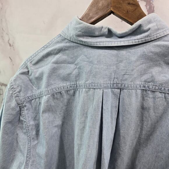 Carhartt Shirt Men Large Short Sleeve Button Up Denim Chambray Jean Collared - Picture 6 of 15